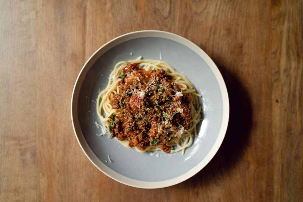 best ever spaghetti bolognese served in a bowl